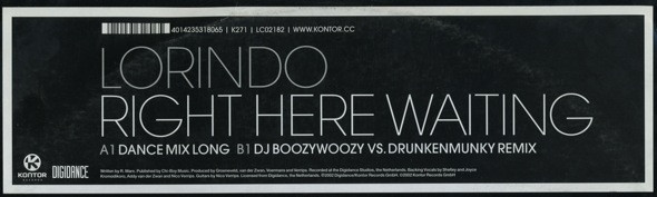 Lorindo - Right Here Waiting | Kontor Records (K271) - 3 Lorindo - Right Here Waiting | Kontor Records (K271) - 3