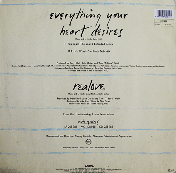 Daryl Hall & John Oates - Everything Your Heart Desires | Arista (609 869) - 2 Daryl Hall & John Oates - Everything Your Heart Desires | Arista (609 869) - 2