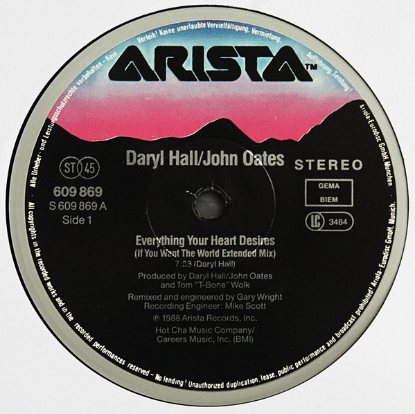 Daryl Hall & John Oates - Everything Your Heart Desires | Arista (609 869) - 3 Daryl Hall & John Oates - Everything Your Heart Desires | Arista (609 869) - 3
