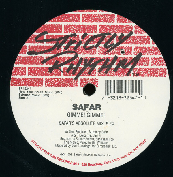 Safar - Gimme! Gimme! | Strictly Rhythm (SR12347)