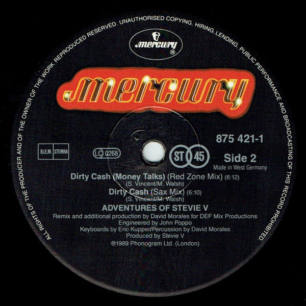 Adventures Of Stevie V. - Dirty Cash (Money Talks) | Mercury (875 421-1) - 4
