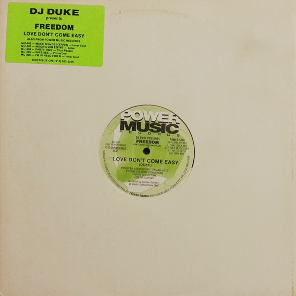 DJ Duke Presents Freedom Featuring Lee Smith Jr. - Love Don't Come Easy | Power Music Records (MU-007) - main DJ Duke Presents Freedom Featuring Lee Smith Jr. - Love Don't Come Easy | Power Music Records (MU-007) - main