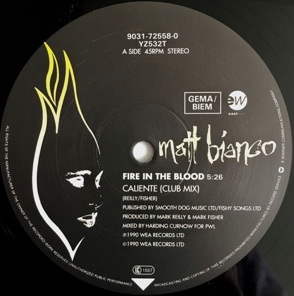 Matt Bianco - Fire In The Blood | EastWest (YZ532T) - 3