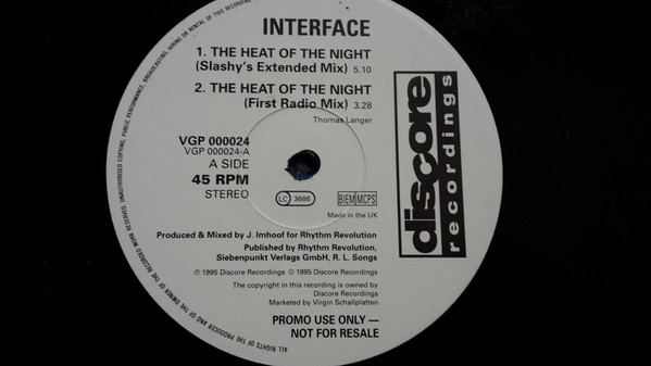 Interface - The Heat Of The Night | Discore Recordings (VGP 000024) - 2 Interface - The Heat Of The Night | Discore Recordings (VGP 000024) - 2