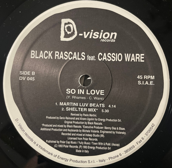 Black Rascals Featuring Cassio Ware - So In Love (The Remixes) | D:vision Records (DV 045) - 4 Black Rascals Featuring Cassio Ware - So In Love (The Remixes) | D:vision Records (DV 045) - 4