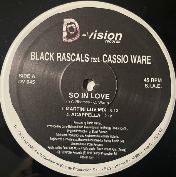 Black Rascals Featuring Cassio Ware - So In Love (The Remixes) | D:vision Records (DV 045) - 3 Black Rascals Featuring Cassio Ware - So In Love (The Remixes) | D:vision Records (DV 045) - 3
