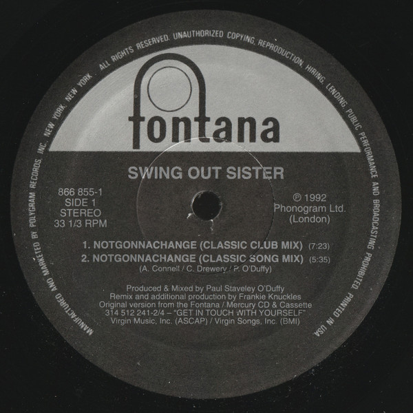 Swing Out Sister - Notgonnachange | Fontana (866 855-1) - 3 Swing Out Sister - Notgonnachange | Fontana (866 855-1) - 3