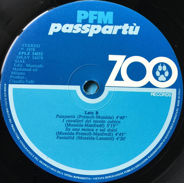 PFM - Passpartù | ZOO Records (ZPLZ 34032) - 4 PFM - Passpartù | ZOO Records (ZPLZ 34032) - 4