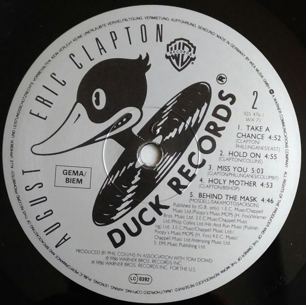 Eric Clapton - August | Duck Records (925 476-1) - 7 Eric Clapton - August | Duck Records (925 476-1) - 7
