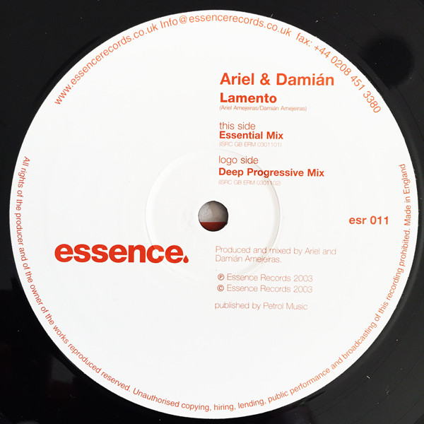 Ariel & Damián - Lamento | Essence Records (esr 011) - 3