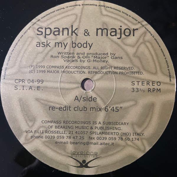 Spank & Major - Ask My Body | Compass Recordings (CPR 04-99) - 3 Spank & Major - Ask My Body | Compass Recordings (CPR 04-99) - 3