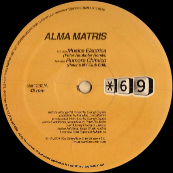 Alma Matris - Musica Electrica / Rumore Chimico | Star 69 Records (STAR 1232) - 2