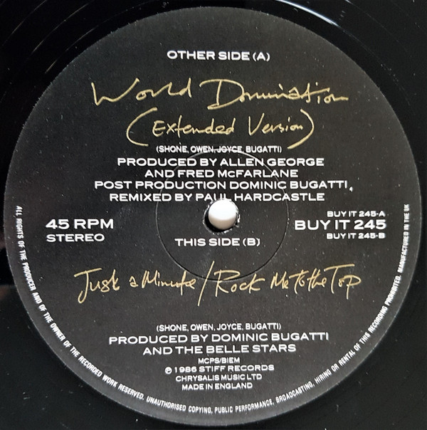 The Belle Stars - World Domination | Stiff Records (BUY IT 245) - 4