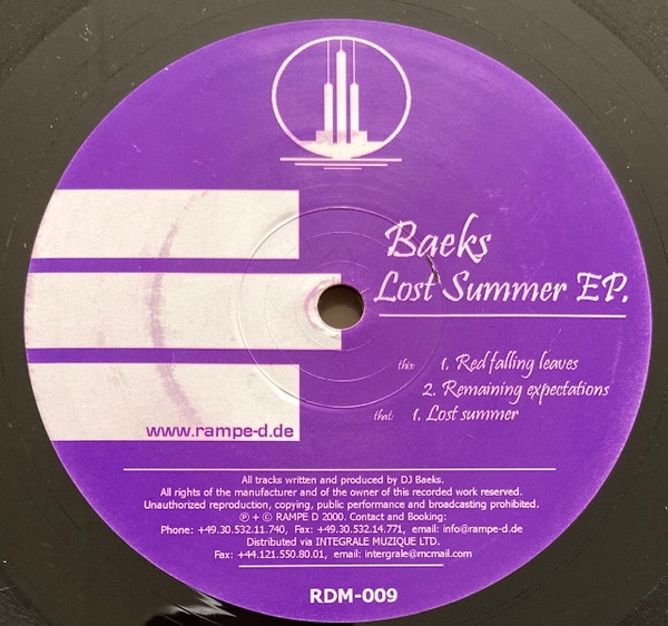 Baeks - Lost Summer EP | Rampe D (RDM-009) - main