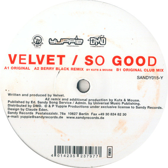 Velvet - So Good | Sandy Records (SANDY015-Y) - main