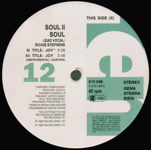 Soul II Soul - Joy | 10 Records (TENX 350) - 2 Soul II Soul - Joy | 10 Records (TENX 350) - 2