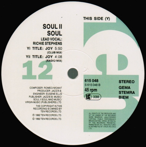 Soul II Soul - Joy | 10 Records (TENX 350) - 3 Soul II Soul - Joy | 10 Records (TENX 350) - 3