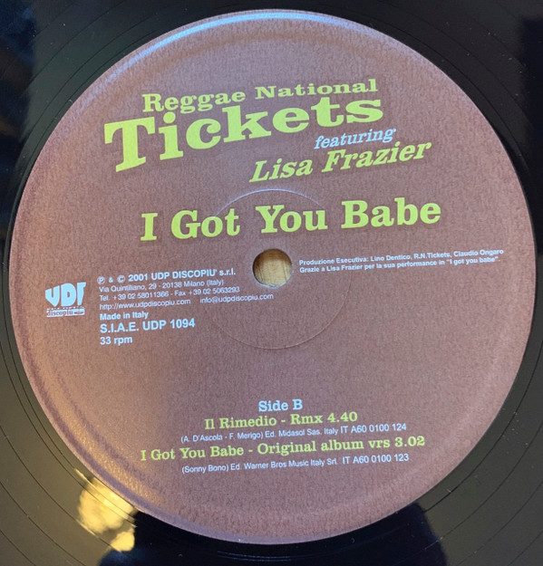Reggae National Tickets - I Got You Babe | Disco Più SRL (UDP 1094) - 4 Reggae National Tickets - I Got You Babe | Disco Più SRL (UDP 1094) - 4