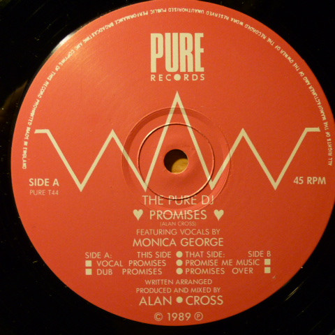 The Pure DJ Featuring Vocals By Monica George - Promises | Pure Records (PURE T44) - main