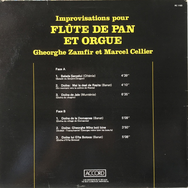 Zamfir - Improvization Pour Flute De Pan Et Orgue | Accord (RC1103) - 2 Zamfir - Improvization Pour Flute De Pan Et Orgue | Accord (RC1103) - 2