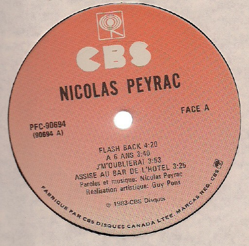 Nicolas Peyrac - Nicolas Peyrac | CBS (PFC-90694) - 2