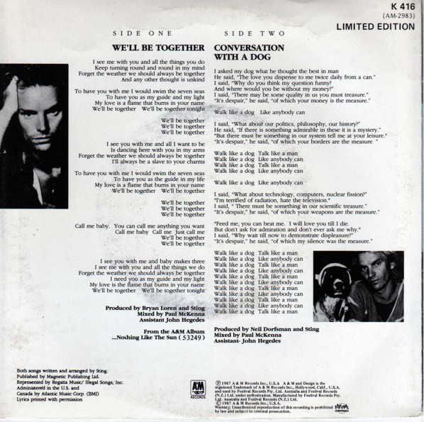Sting - We'll Be Together | A&M Records (K 416) - 2 Sting - We'll Be Together | A&M Records (K 416) - 2