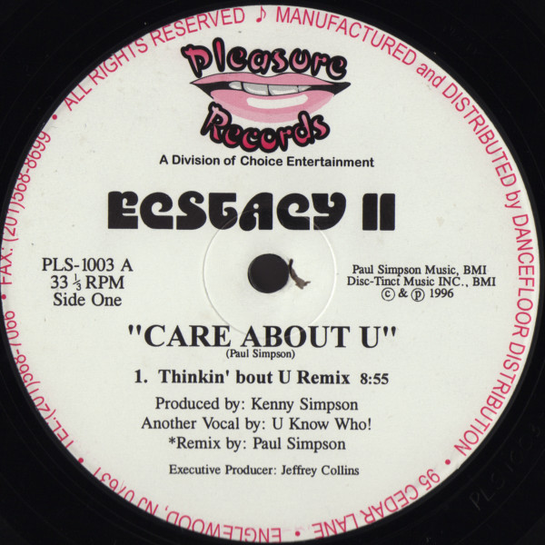 Ecstacy II - Care About U | Pleasure Records (PLS-1003) - main
