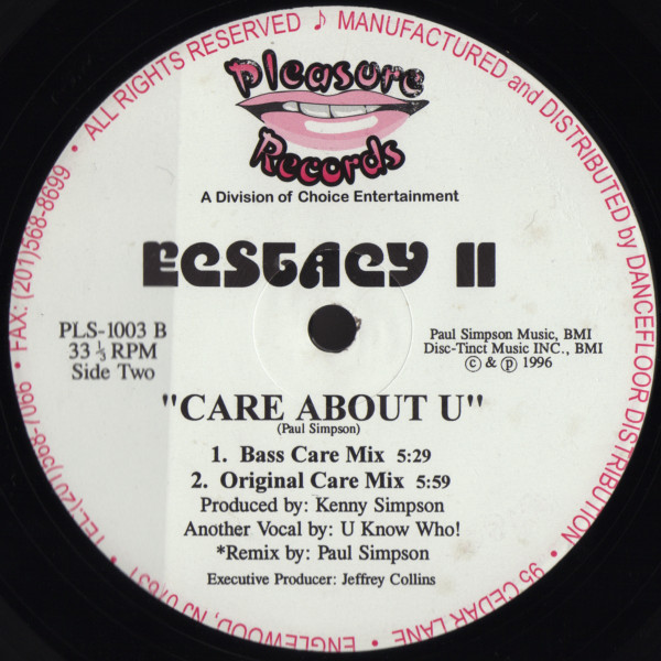 Ecstacy II - Care About U | Pleasure Records (PLS-1003) - 2