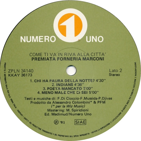 Premiata Forneria Marconi - Come Ti Va In Riva Alla Città | Numero Uno (ZPLN 34140) - 4 Premiata Forneria Marconi - Come Ti Va In Riva Alla Città | Numero Uno (ZPLN 34140) - 4