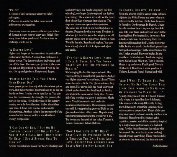 Aretha Franklin - A Deeper Love | Arista (07822-12651-1) - 3 Aretha Franklin - A Deeper Love | Arista (07822-12651-1) - 3