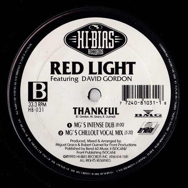 Red Light Featuring David Gordon - Thankful | Hi-Bias Records (HB-031) - 4