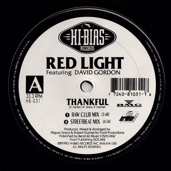 Red Light Featuring David Gordon - Thankful | Hi-Bias Records (HB-031) - 3