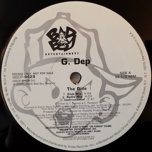 G. Dep - The Ride / Danger Zone | Bad Boy Entertainment (BBDP-9429) - main