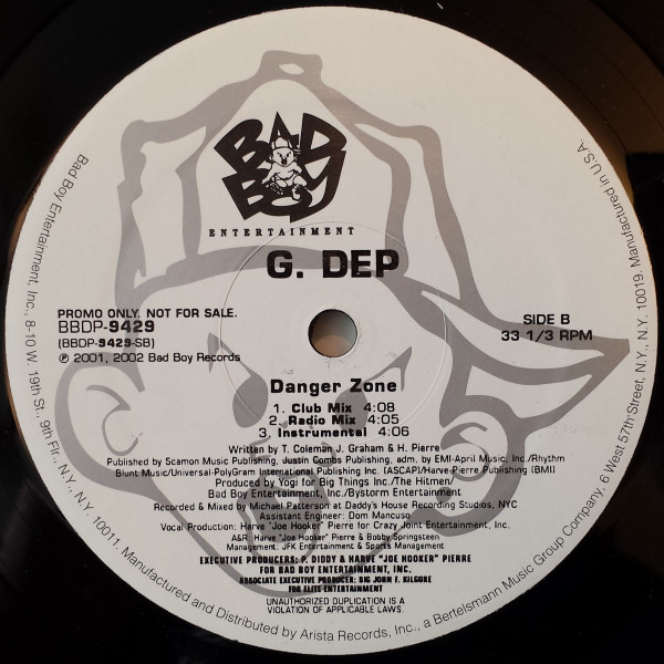 G. Dep - The Ride / Danger Zone | Bad Boy Entertainment (BBDP-9429) - 2