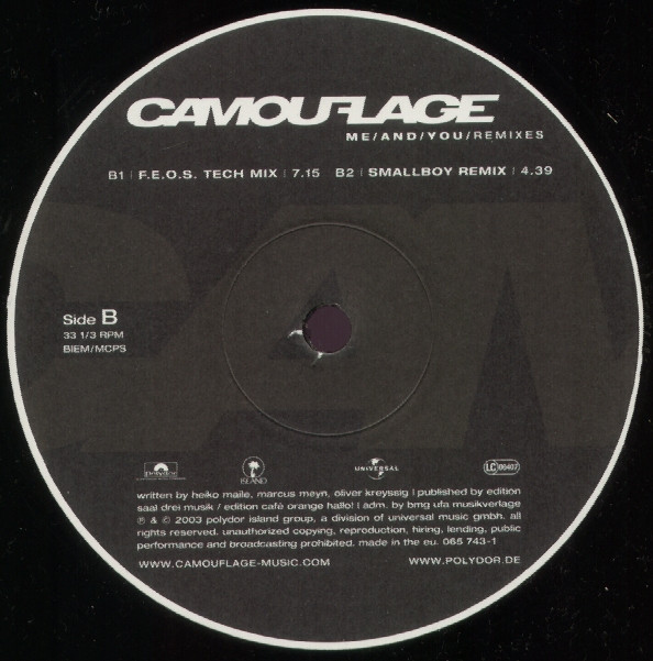 Camouflage - Me And You (Remixes) | Polydor (065 743-1) - 4 Camouflage - Me And You (Remixes) | Polydor (065 743-1) - 4