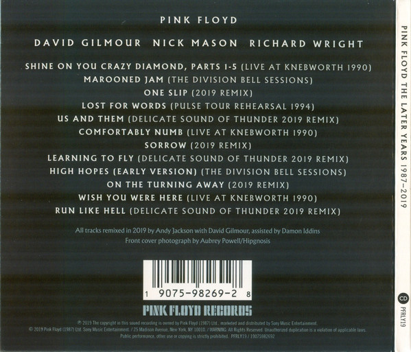Pink Floyd - The Later Years 1987-2019 | Pink Floyd Records (PFRLY19) - 4 Pink Floyd - The Later Years 1987-2019 | Pink Floyd Records (PFRLY19) - 4