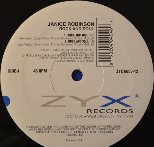 Janice Robinson - Rock And Soul | ZYX Records (ZYX 6658-12) - main