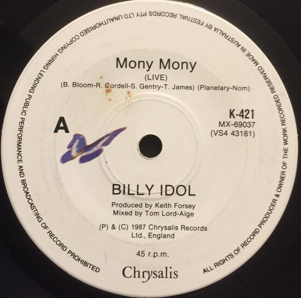 Billy Idol - Mony Mony (Live) | Chrysalis (K-421)