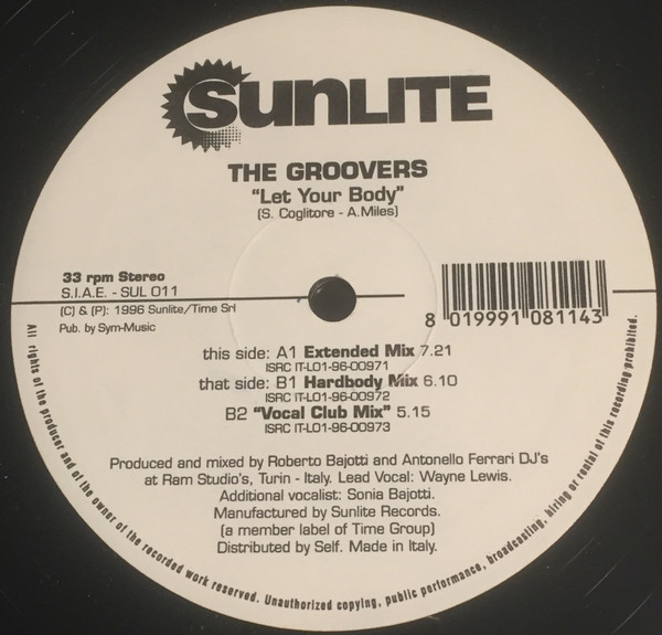 The Groovers - Let Your Body | Sunlite (SUL 011) - main