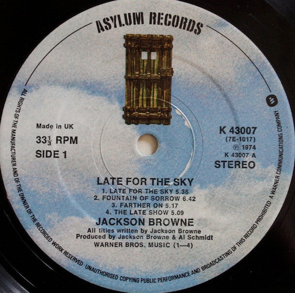 Jackson Browne - Late For The Sky | Asylum Records (K 43007) - 3