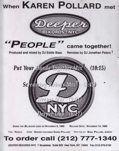 Deeper Featuring Karen Pollard - People | Deeper Rekords NYC (Deeper 0002)