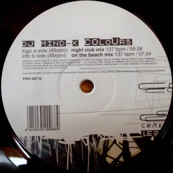 DJ Mind-X - Colours | Propeller Records (PRO 007-6) - 3