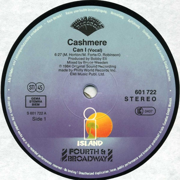 Cashmere - Can I | Island Records (601 722) - 3
