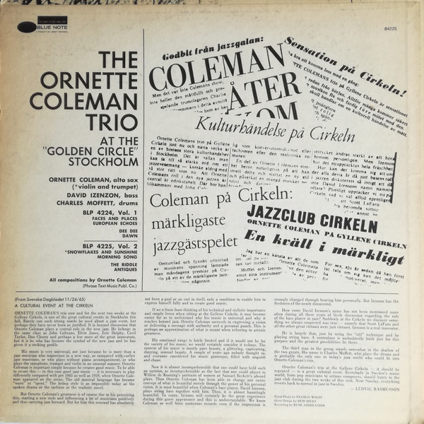 The Ornette Coleman Trio - At The "Golden Circle" Stockholm - Volume Two | Blue Note (BST 84225) - 2