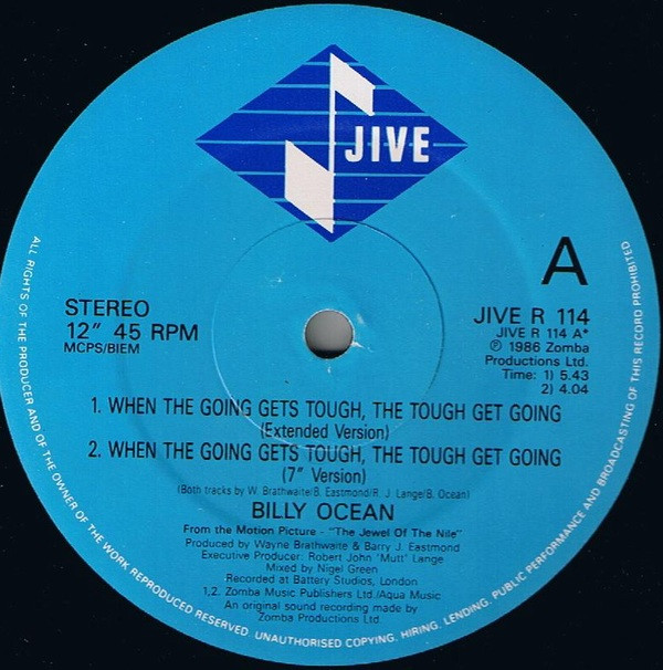 Billy Ocean - When The Going Gets Tough, The Tough Get Going | Jive (JIVE R 114) - 3 Billy Ocean - When The Going Gets Tough, The Tough Get Going | Jive (JIVE R 114) - 3