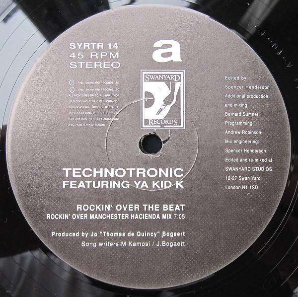 Technotronic Featuring Ya Kid K - Rockin' Over The Beat (The Bernard Sumner "Rockin' Over Manchester" Remixes) | Swanyard Records Ltd (SYRTR 14) - 3