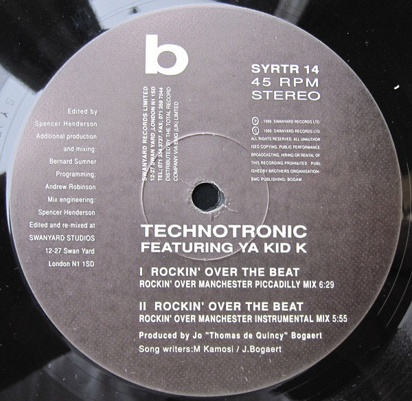 Technotronic Featuring Ya Kid K - Rockin' Over The Beat (The Bernard Sumner "Rockin' Over Manchester" Remixes) | Swanyard Records Ltd (SYRTR 14) - 4