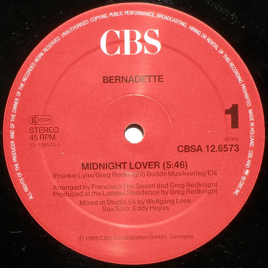Bernadette - Midnight Lover | CBS (CBSA 12.6573) - 3
