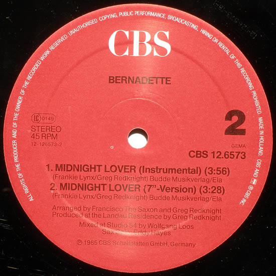 Bernadette - Midnight Lover | CBS (CBSA 12.6573) - 4