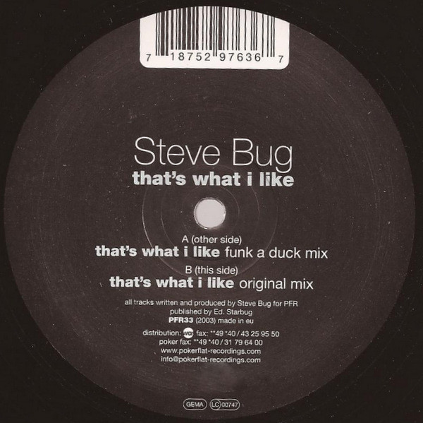 Steve Bug - That's What I Like | Poker Flat Recordings (PFR33) - main